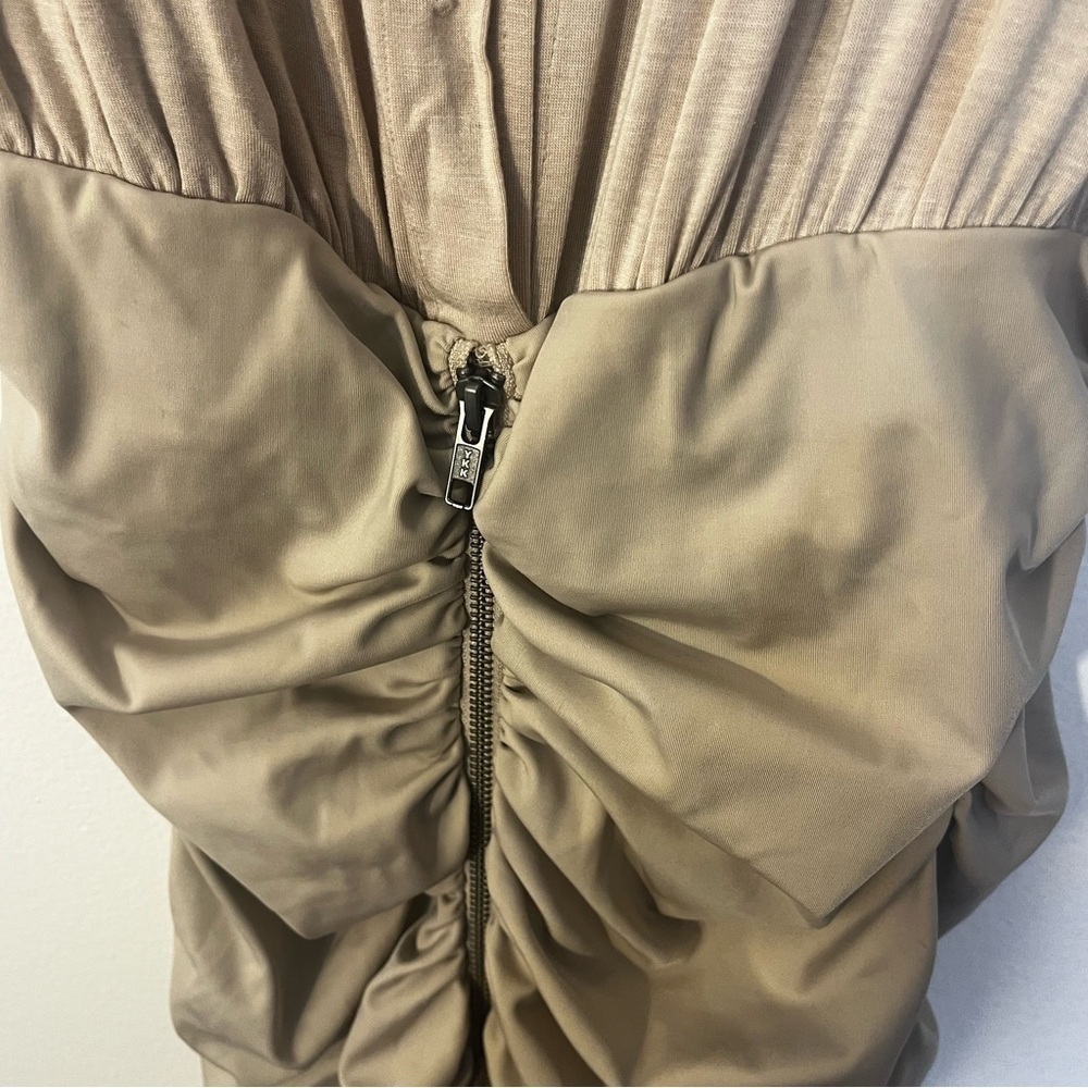 By Malene Birger | Ruched sexy tan dress T-shirt top Women’s size S fitted skirt - Picture 8 of 12